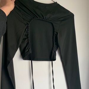 Backless Tied Long Sleeve Top